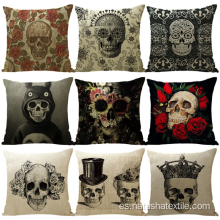 Funda de cojín Hot Linen Halloween Skull Pillow